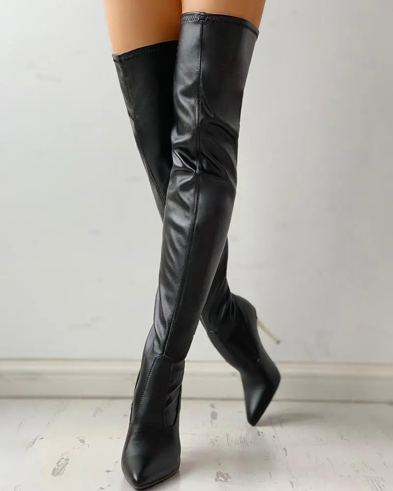 Women's Over-the-Knee Boots with Gold Heel