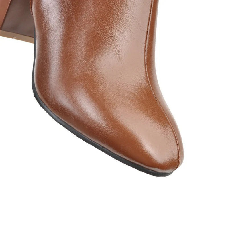 Women's Over-the-Knee Heeled Boots with Zip
