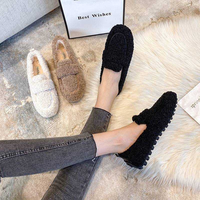 Women's Plush Slippers with Non-Slip Sole – Khaki