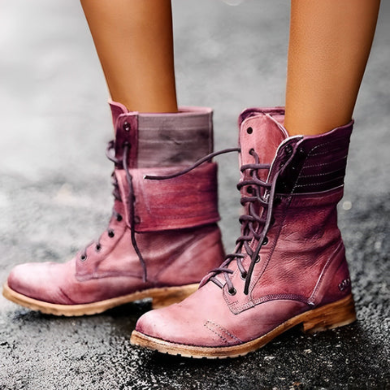 Women's Retro-Style Lace-Up Boots