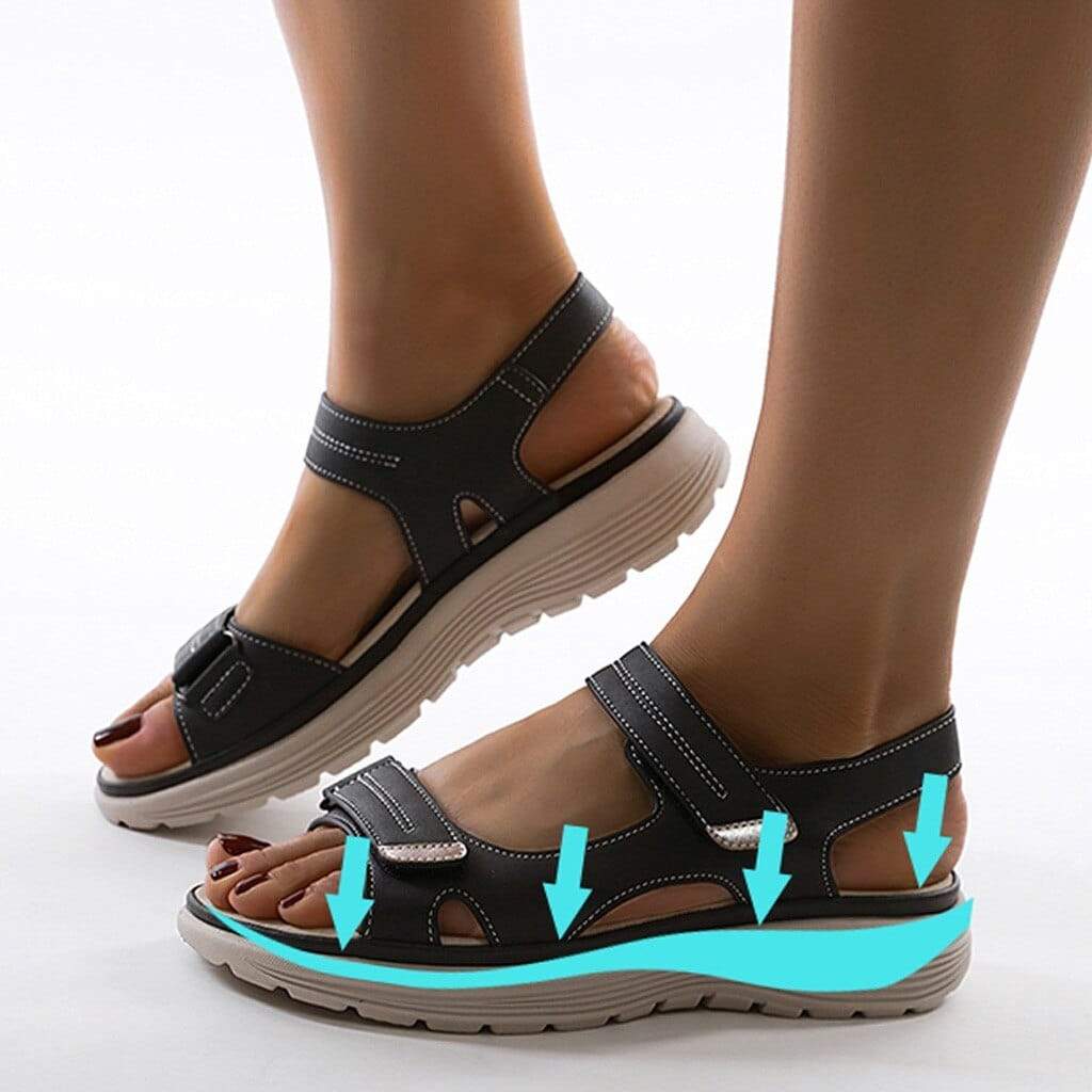 Women's Sandals with Adjustable Straps and Open Toe – Black