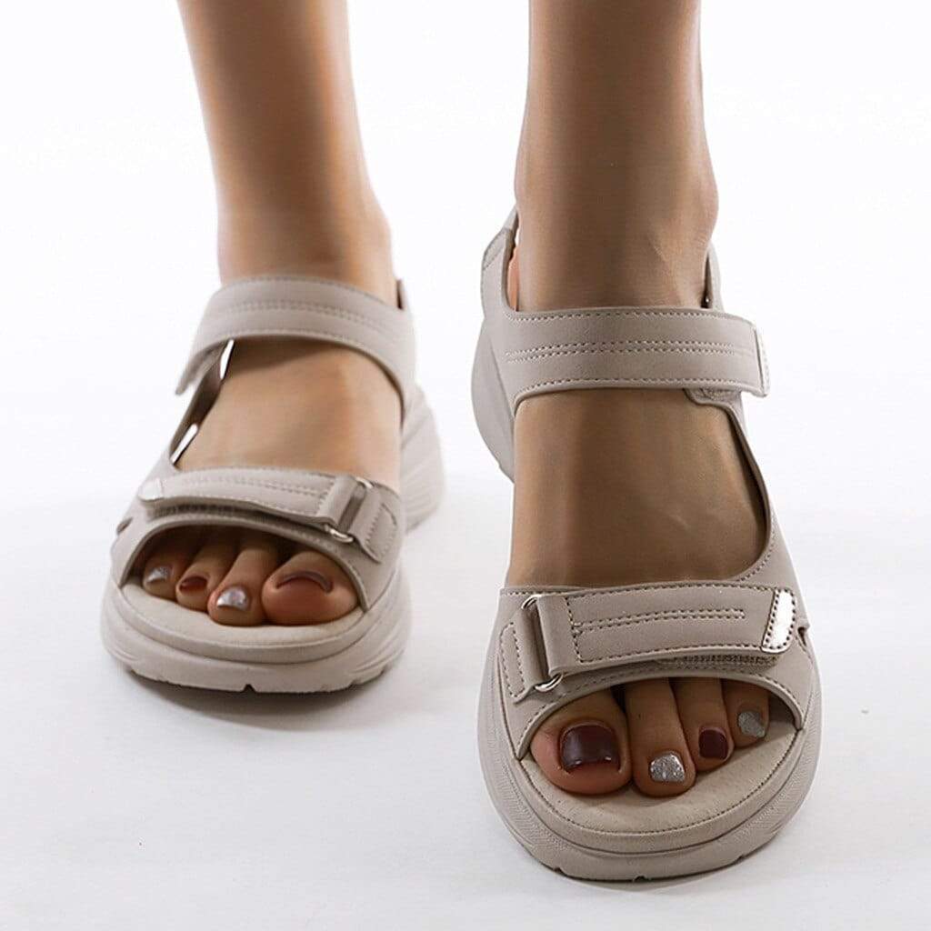 Women's Sandals with Adjustable Straps and Open Toe – Beige