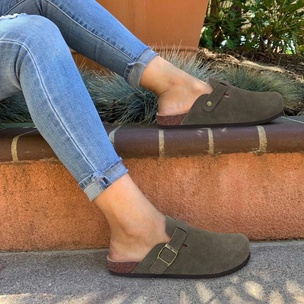 Women's Slides with Cork Footbed – Black