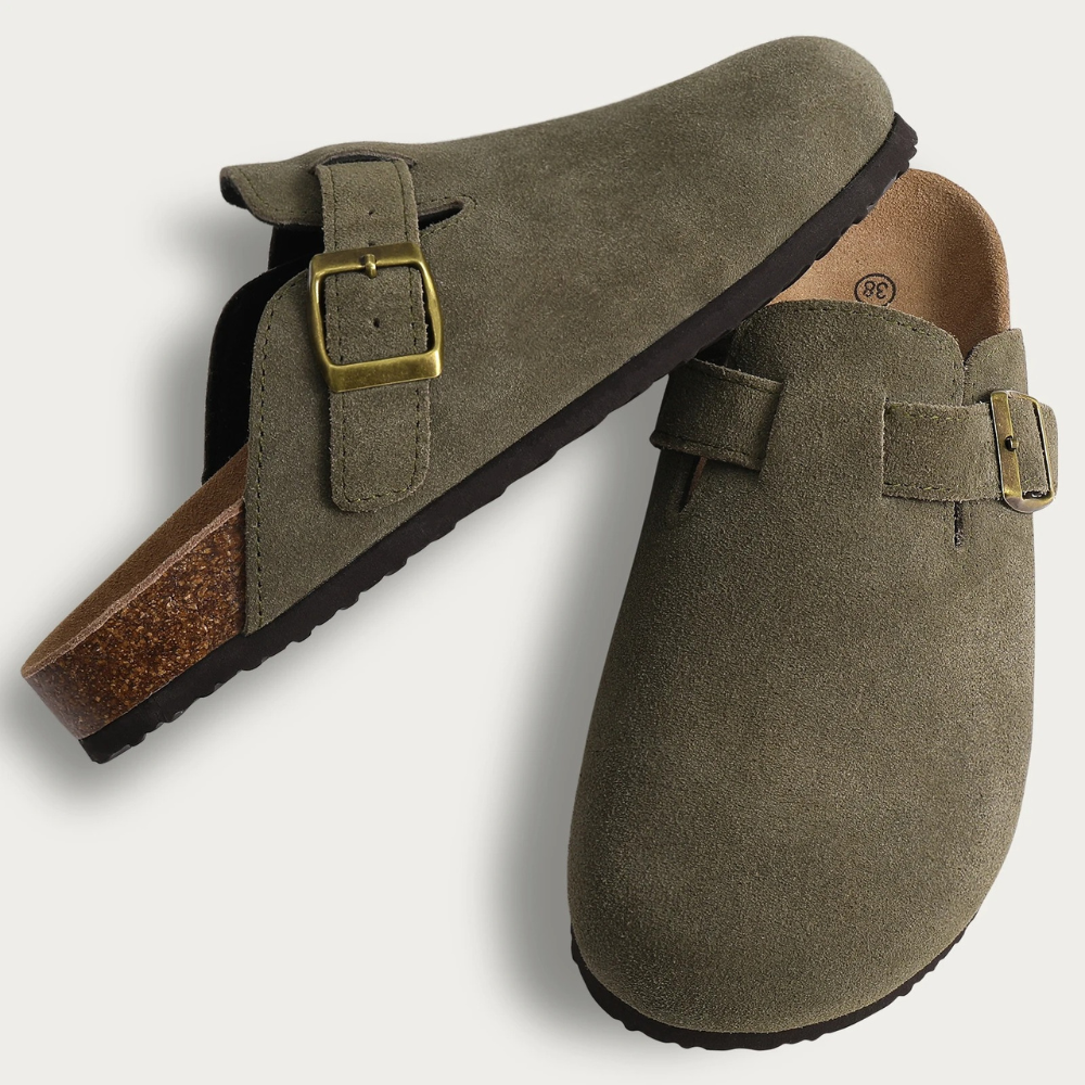 Women's Slides with Cork Footbed – Green