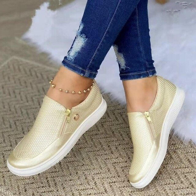 Women's Slip-On Shoes, Breathable and Comfortable – Gold