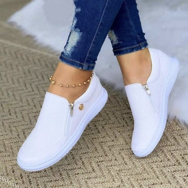 Women's Slip-On Shoes, Breathable and Comfortable – White