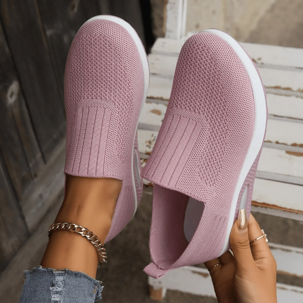 Women's Slip-On Sneakers, Breathable and Comfortable – Red