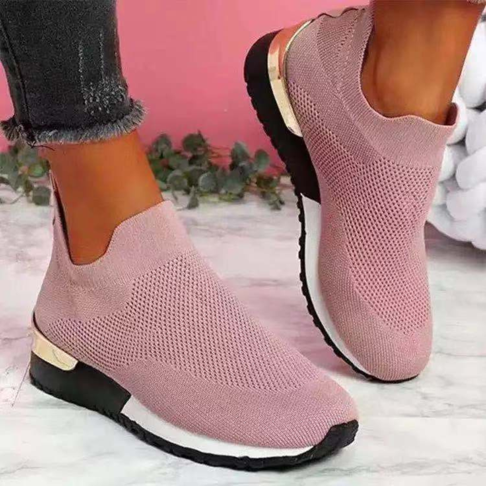Women's Slip-On Sneakers in Breathable Mesh – Pink