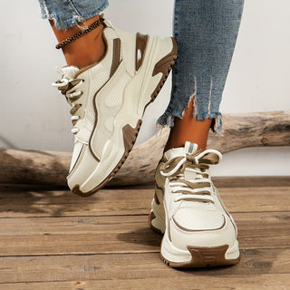 Women's Sneakers with a Thicker Sole – Beige