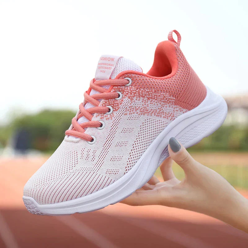 Women's Sport Sneakers with Comfort Sole – White & Orange