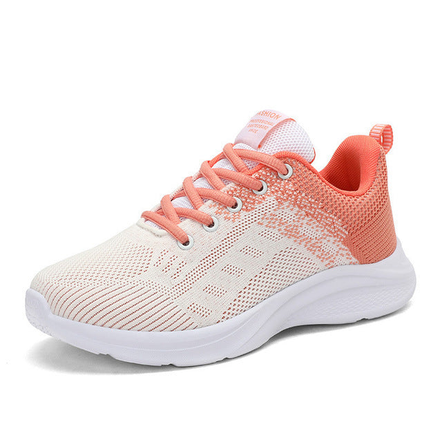 Women's Sport Sneakers with Comfort Sole – White & Orange