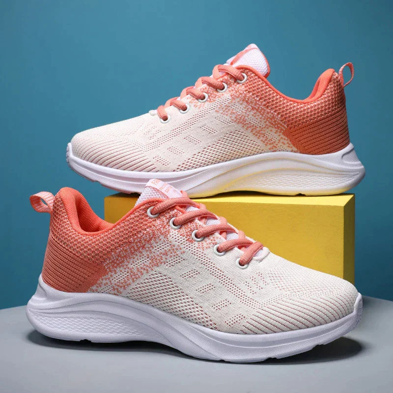 Women's Sport Sneakers with Comfort Sole – White & Orange