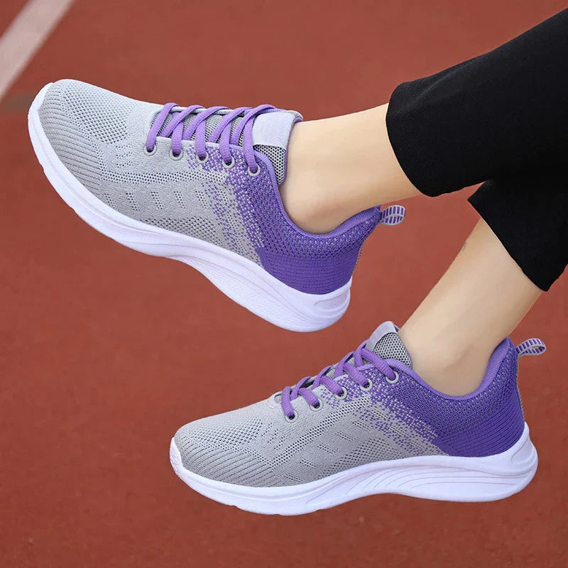 Women's Sport Sneakers with Comfort Sole – White & Orange