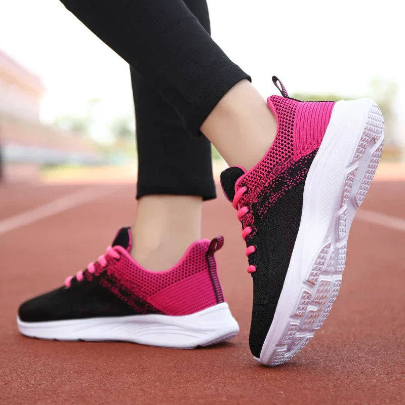 Women's Sport Sneakers with Comfort Sole – White & Orange