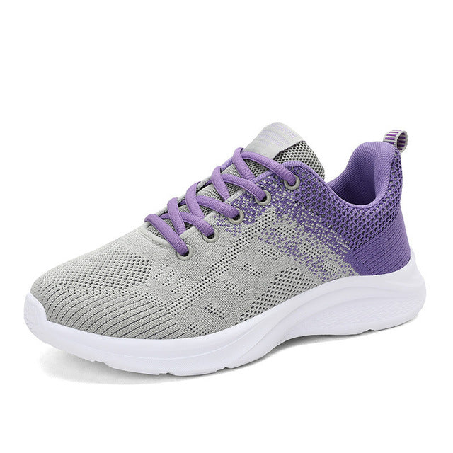 Women's Sport Sneakers with Comfort Sole – Grey & Purple