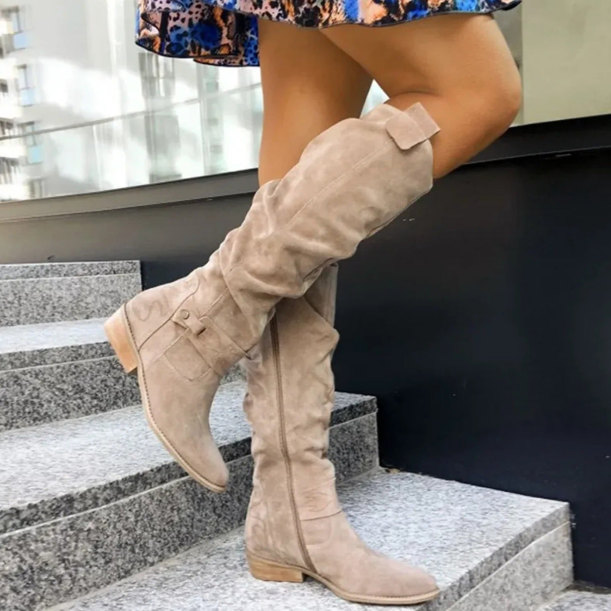Women's Suede-Look Boots with Cushioning Insole – Beige