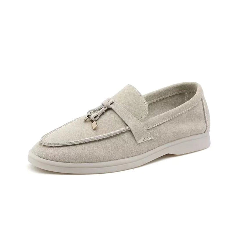 Women's Suede-Look Loafers with Decorative Buckle