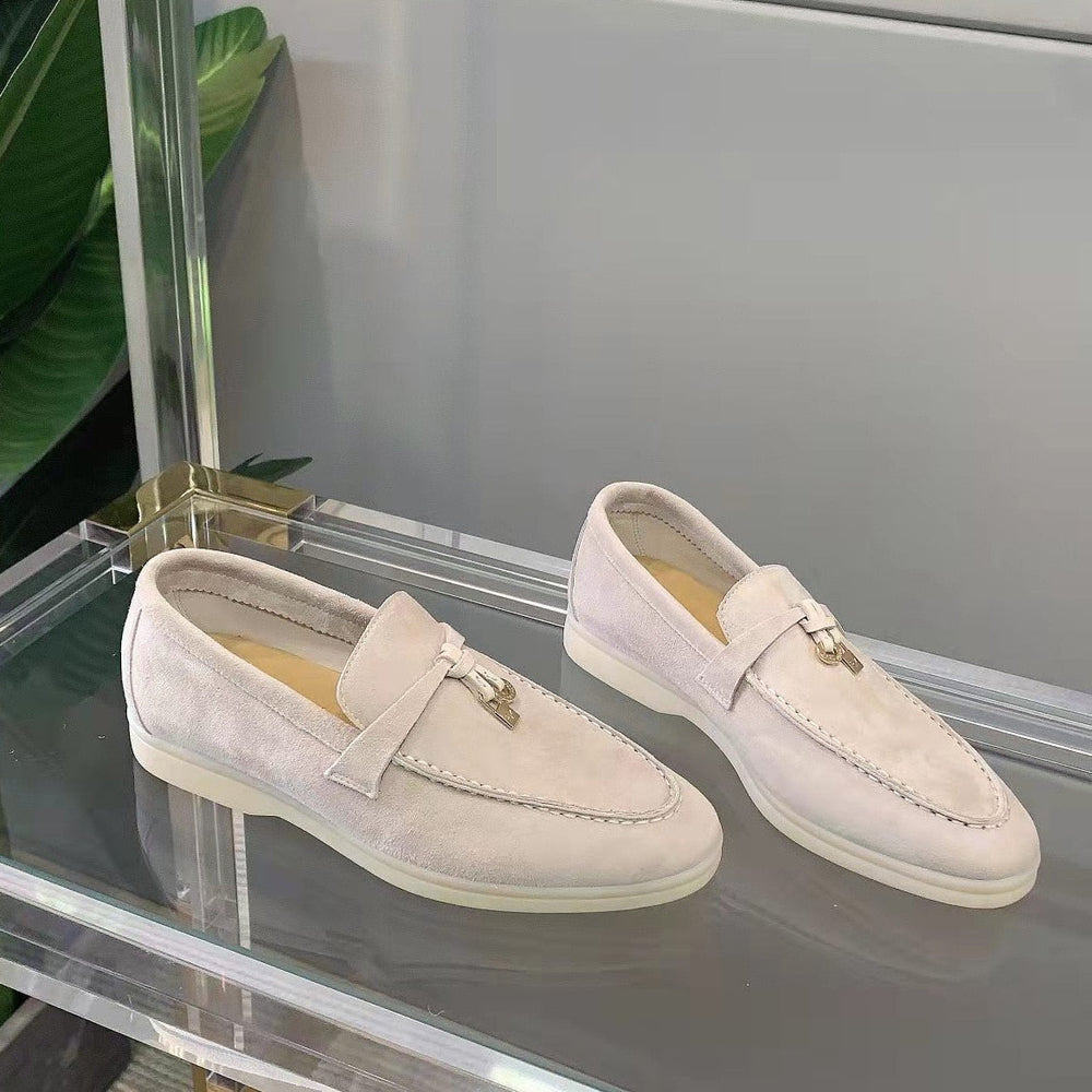 Women's Suede-Look Loafers with a Luxurious Finish – Beige