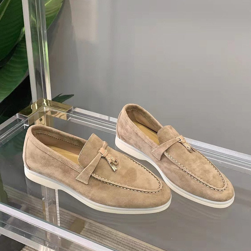 Women's Suede-Look Loafers with a Luxurious Finish – Brown