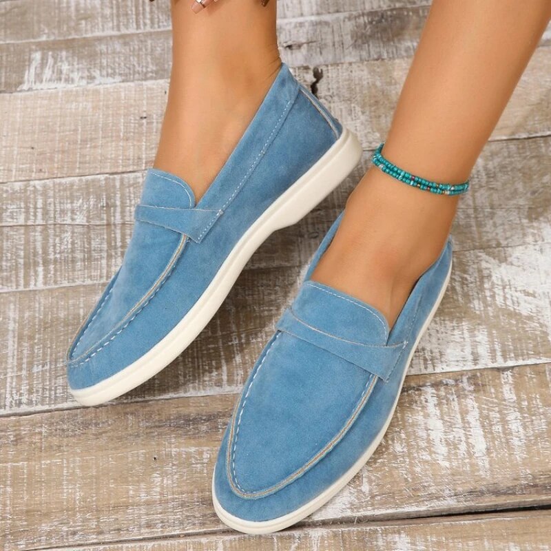Women's Timeless Suede-Look Loafers – Blue