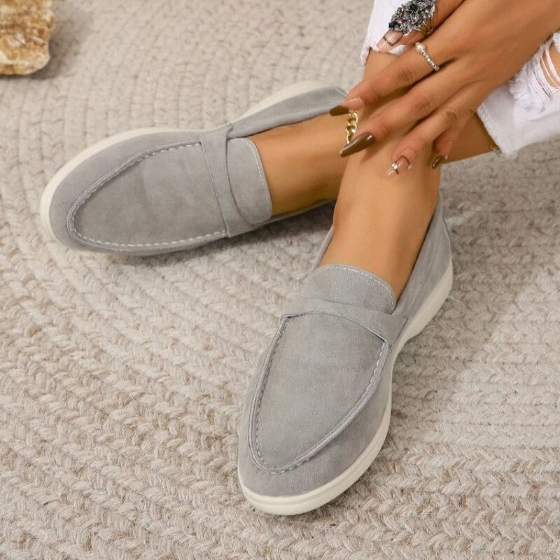 Women's Timeless Suede-Look Loafers – Grey