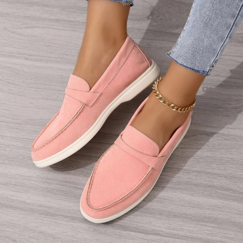 Women's Timeless Suede-Look Loafers – Pink
