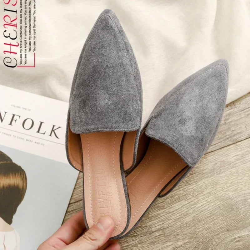 Women's Suede-Look Slides with Pointed Toe