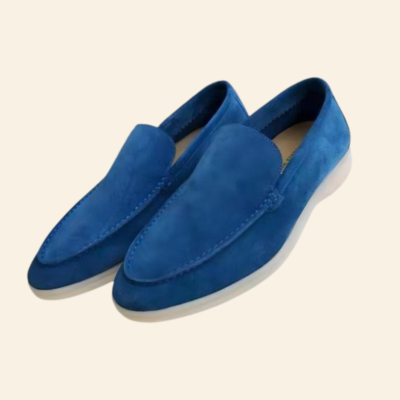 Women's Luxurious Suede-Look Slip-On Loafers – Blue
