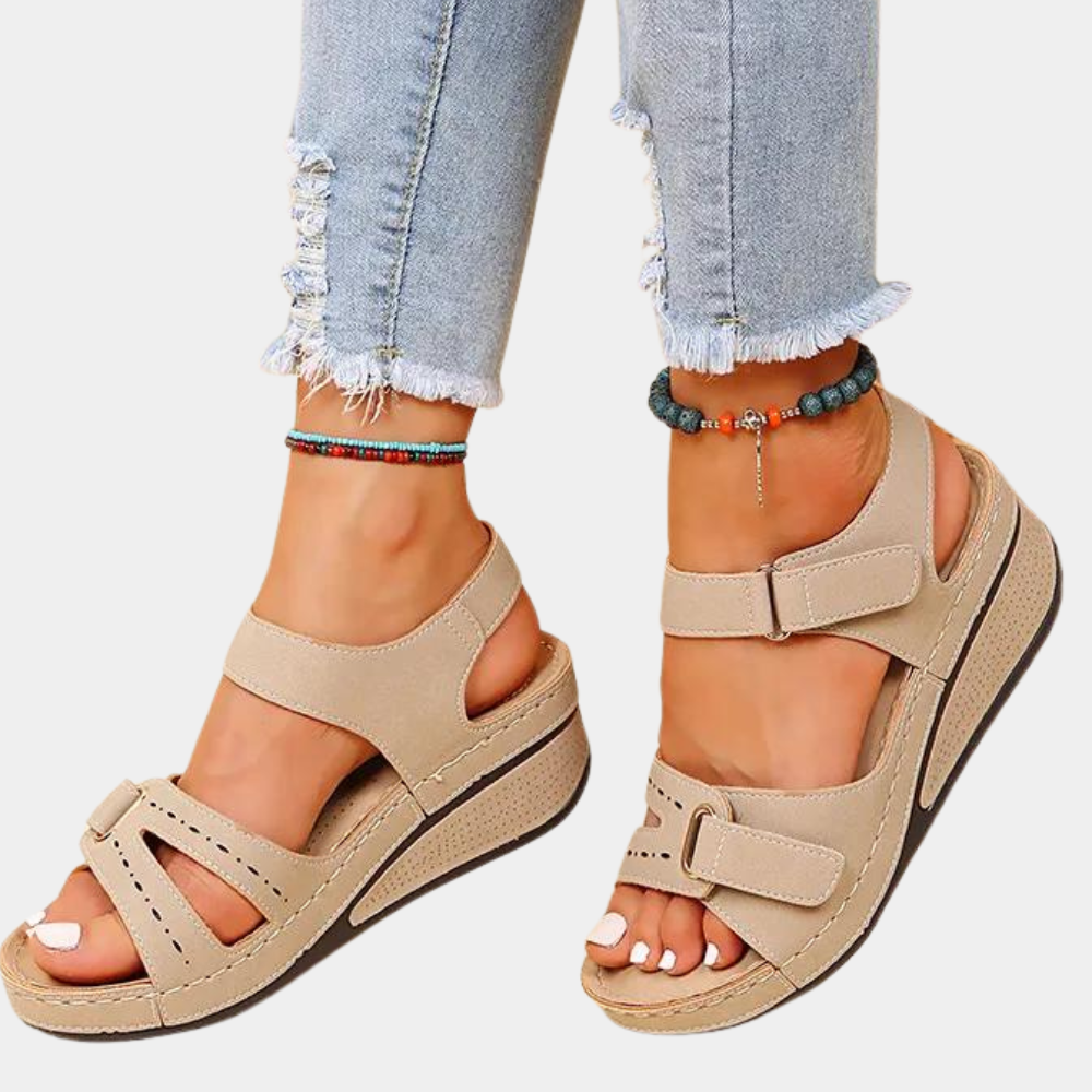 Women's Summer Sandals with Straps and Open Toe – Beige