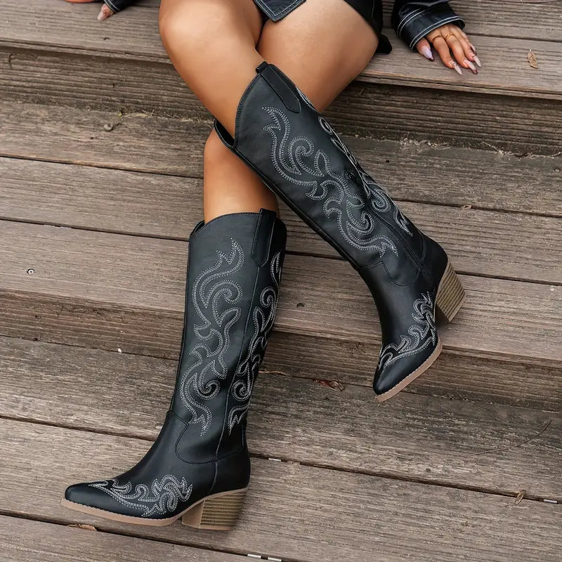 Women's Tall Heeled Cowboy Boots