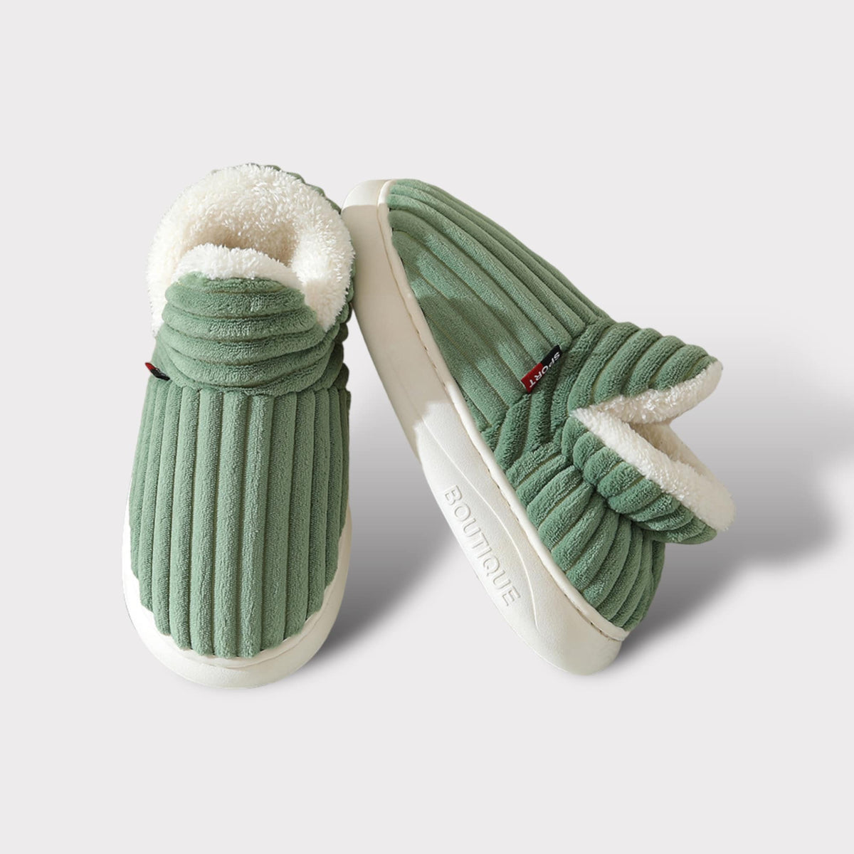 Women's Warm Slippers with Fleece Lining – Green