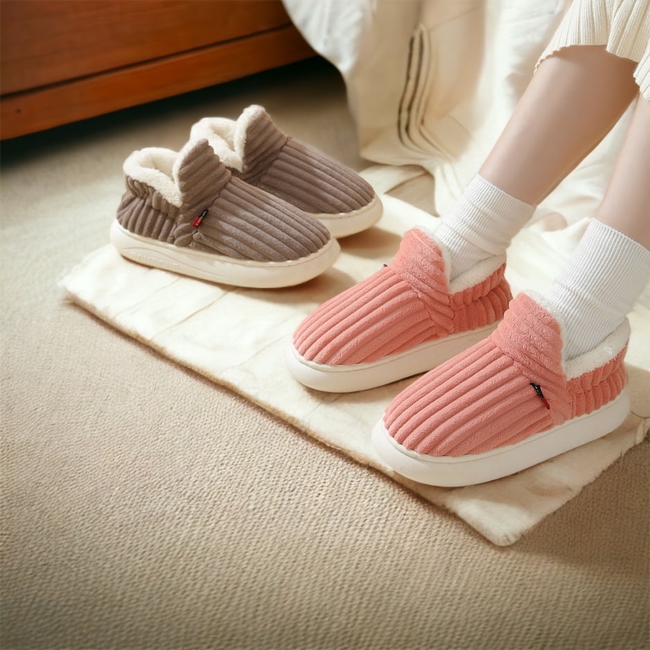 Women's Warm Slippers with Fleece Lining – Green