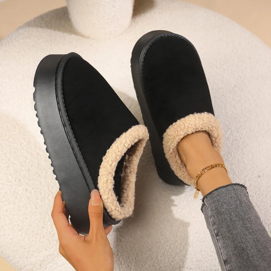 Women's Warm Slippers with Luxurious Lining – Black