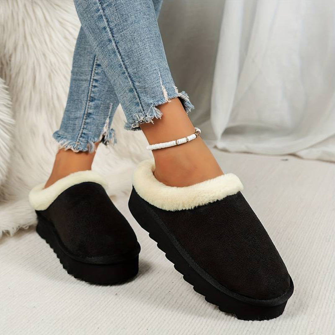 Women's Warm Slippers with Non-Slip Sole – Black