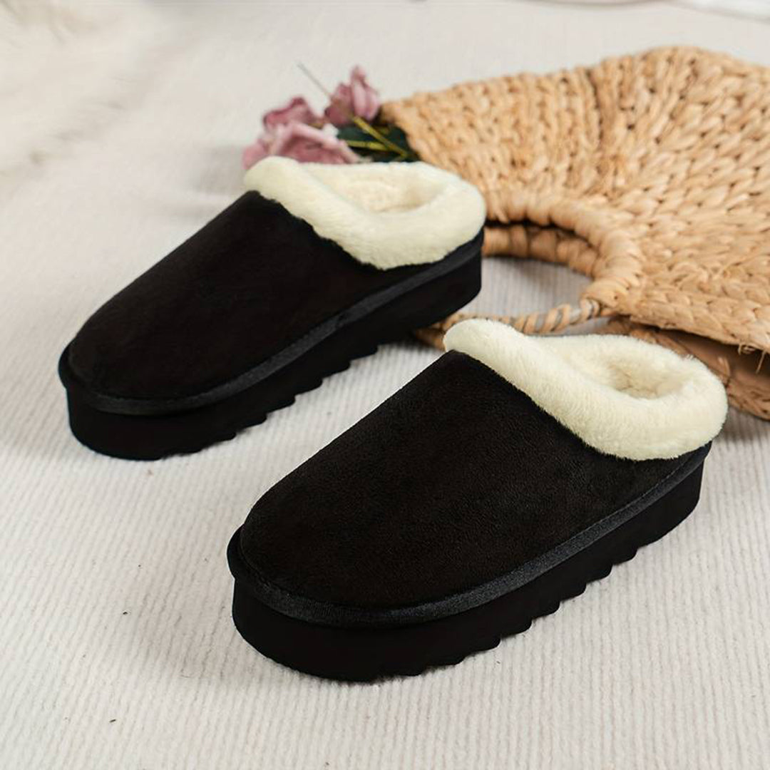 Women's Warm Slippers with Non-Slip Sole – Black