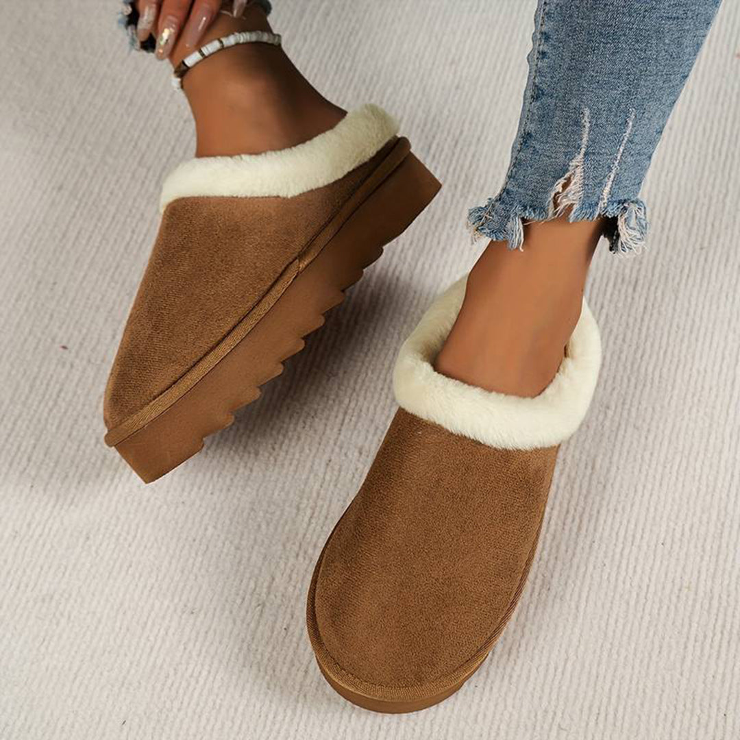 Women's Warm Slippers with Non-Slip Sole – Black