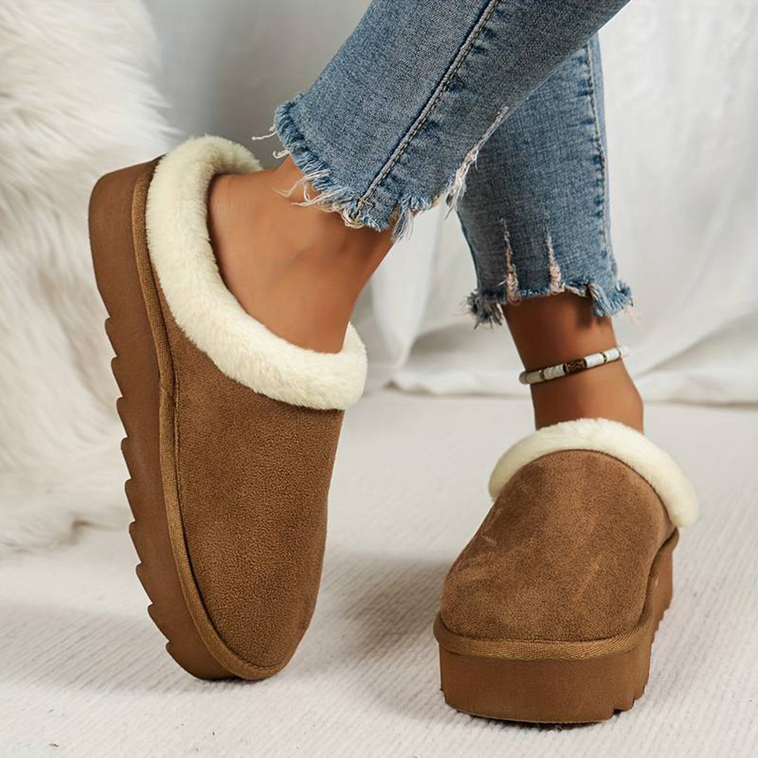 Women's Warm Slippers with Non-Slip Sole – Khaki