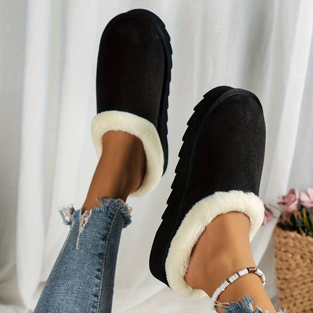 Women's Warm Slippers with Non-Slip Sole – Black