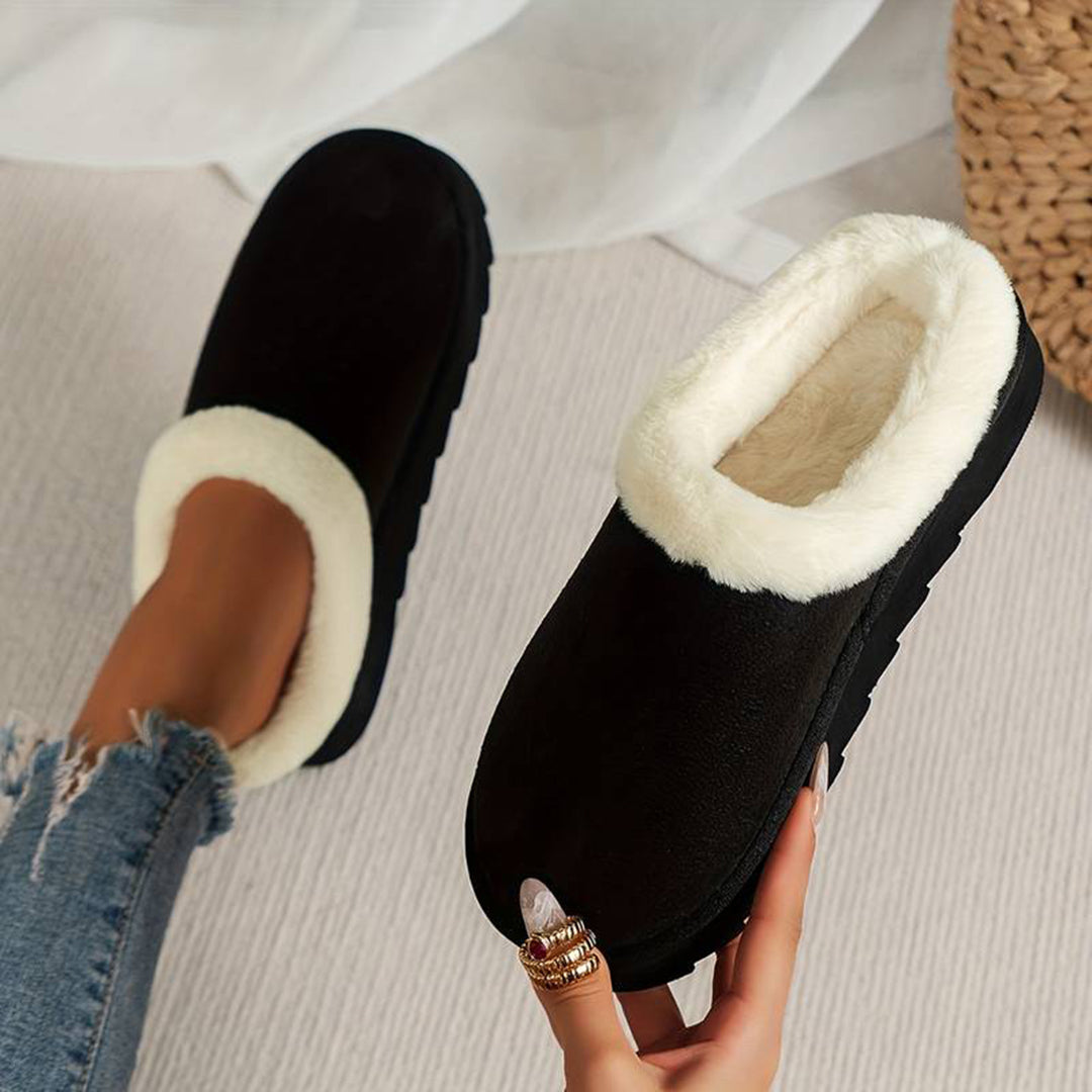 Women's Warm Slippers with a Sturdy Sole – Black