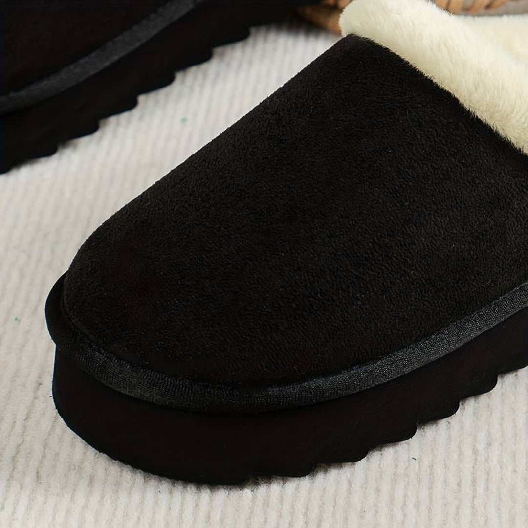 Women's Warm Slippers with a Sturdy Sole – Black