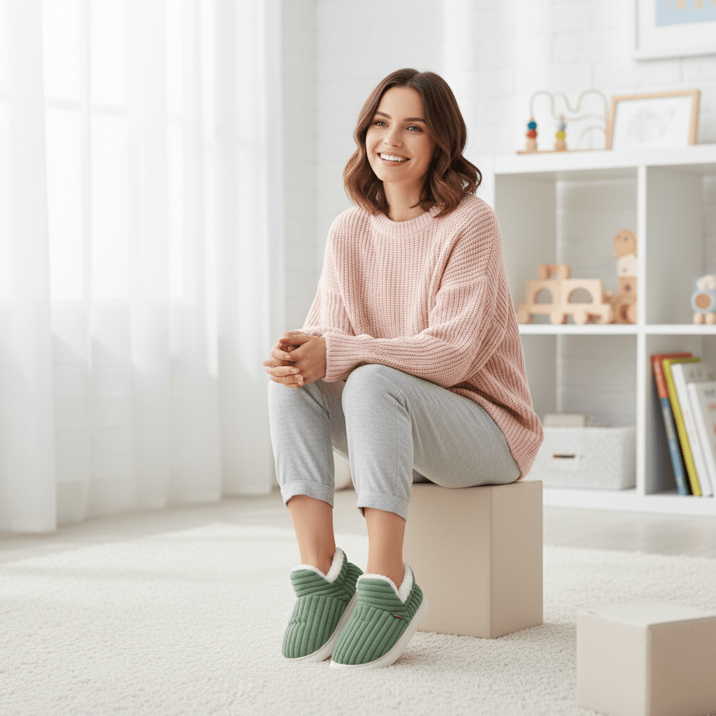 Women's Warm Thermal Indoor Slippers – Green