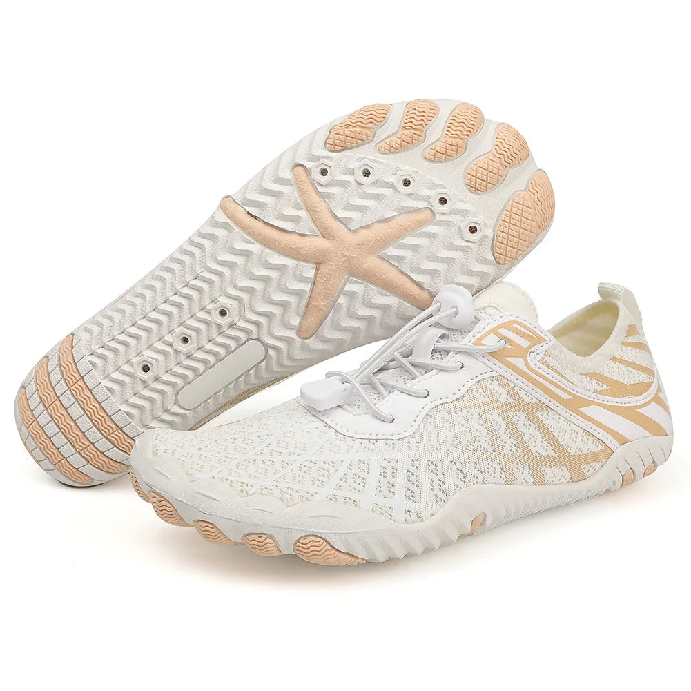 Women's Water Shoes, Breathable and Quick-Drying – White & Gold