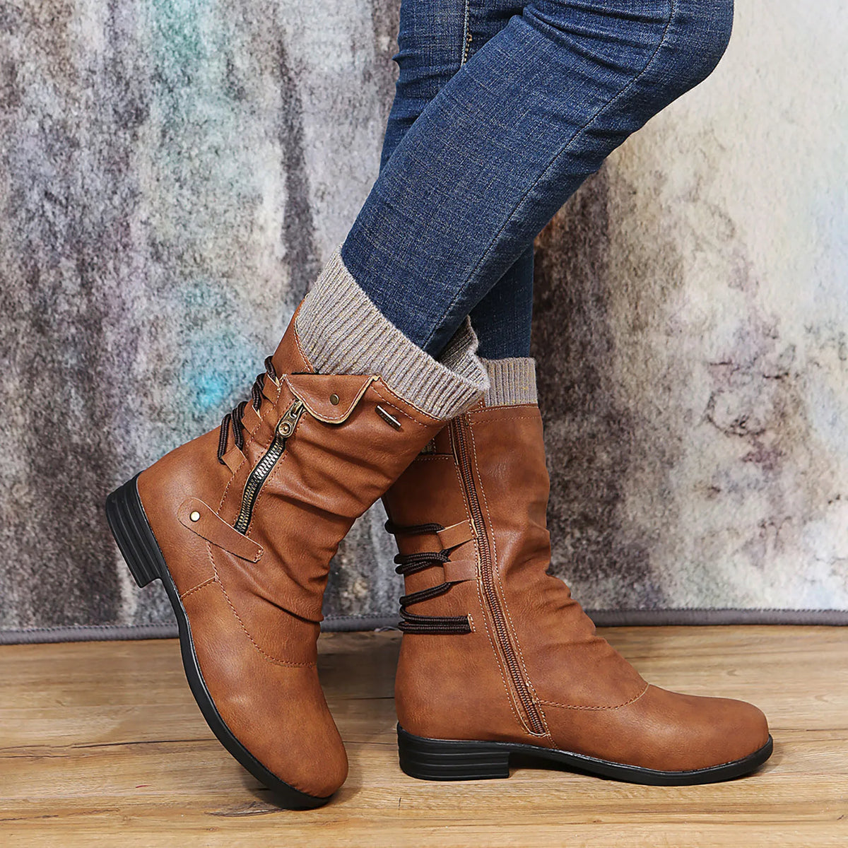 Women's Waterproof Leather Ankle Boots for Cool Days – Brown