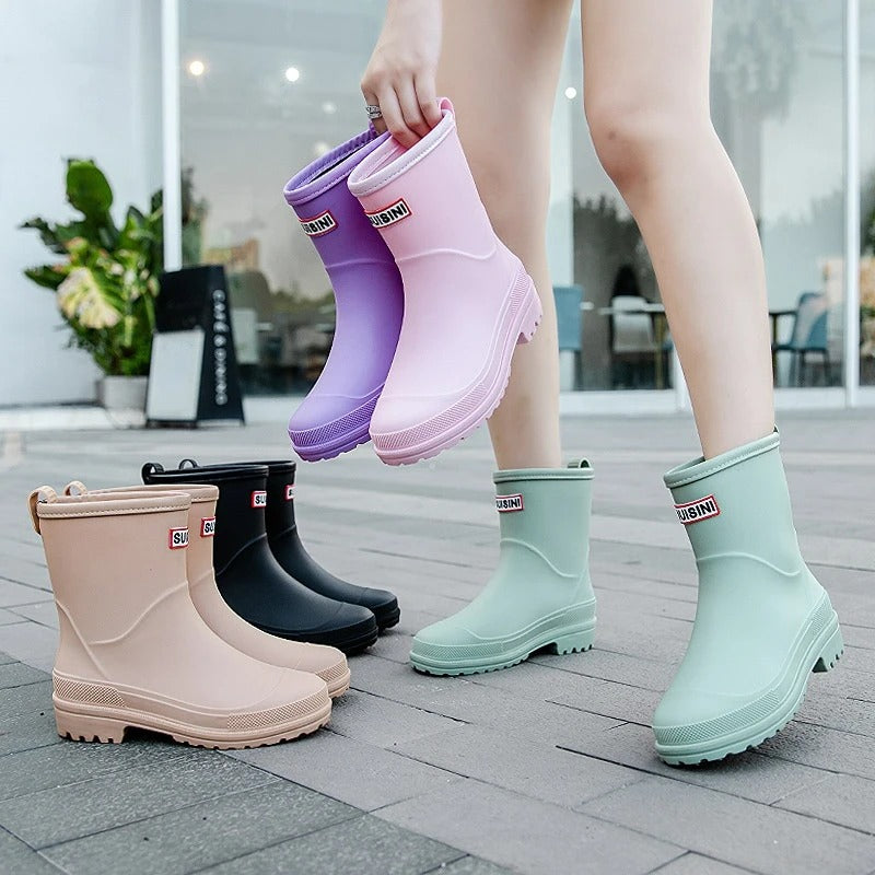 Women's Waterproof Mid-Calf Rain Boots – Khaki