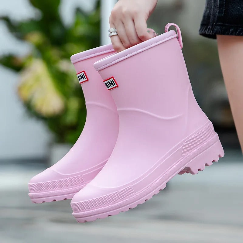 Women's Waterproof Mid-Calf Rain Boots – Pink