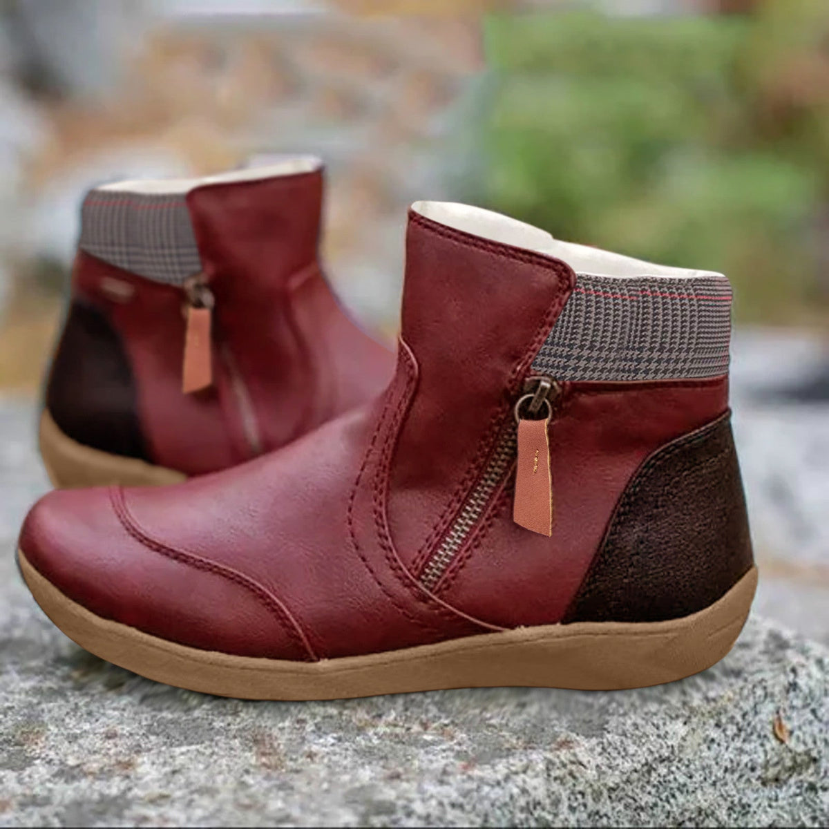 Women's Waterproof Non-Slip Ankle Boots for Everyday – Red