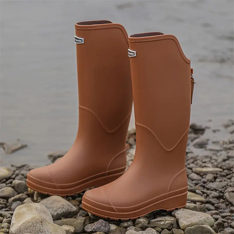 Women's Waterproof Rain Boots, Lightweight and Non-Slip – Brown