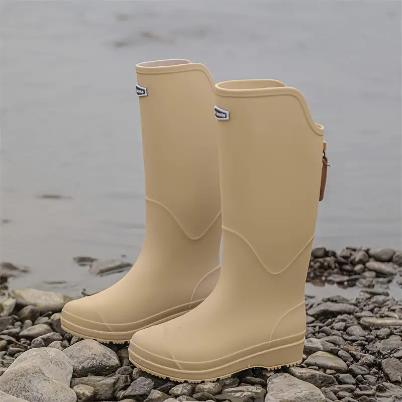 Women's Waterproof Rain Boots, Lightweight and Non-Slip – Beige