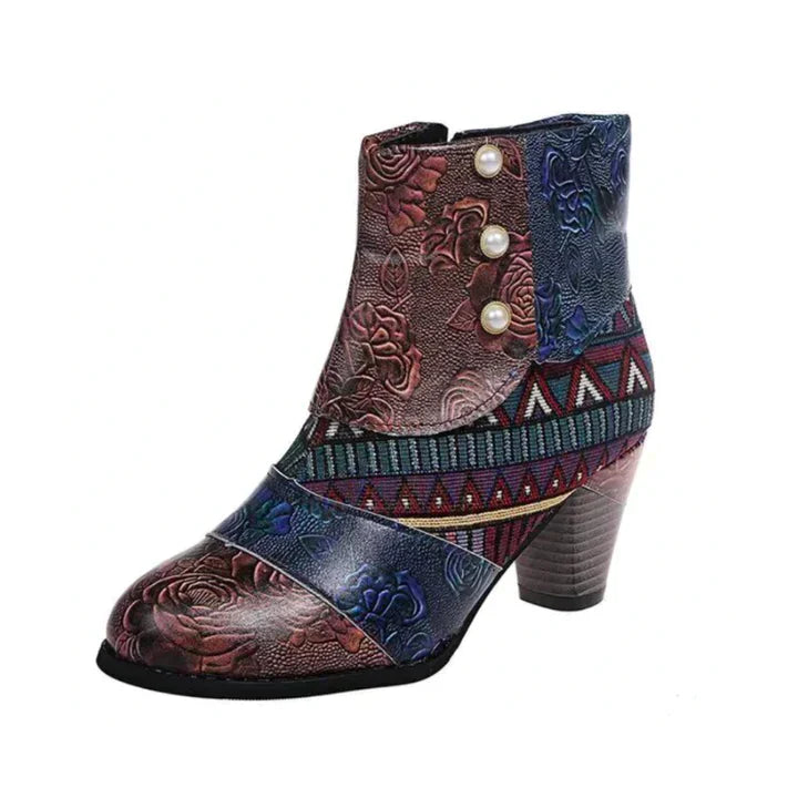 Women's Waterproof Retro-Style Heeled Boots