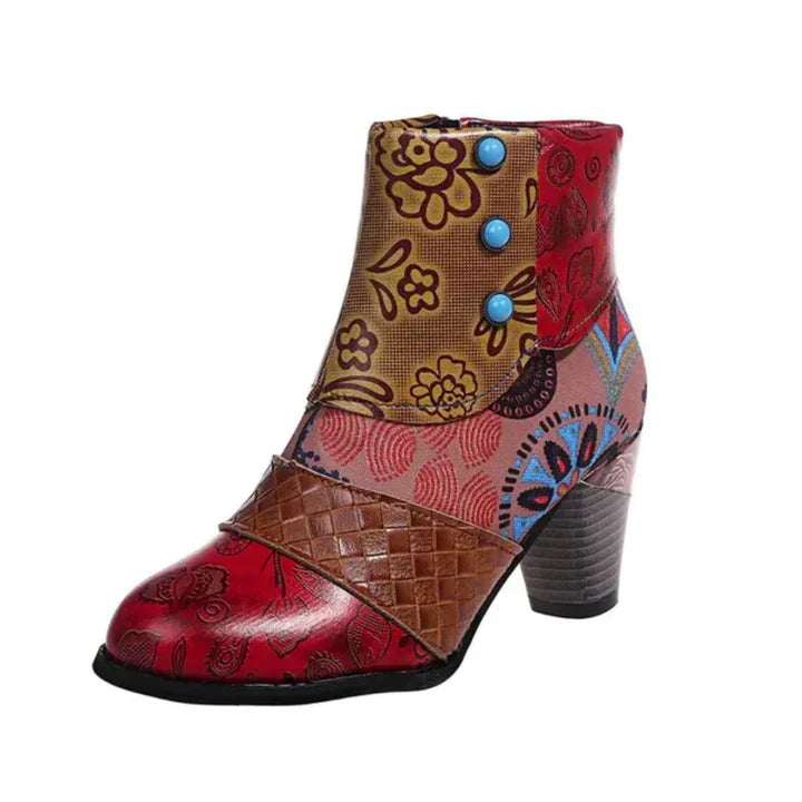 Women's Waterproof Retro-Style Heeled Boots